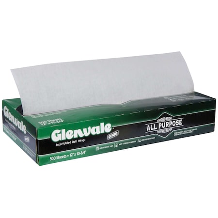 Glenvale Interfolded Medium Weight Dry Waxed Deli Papers 12x10.75 White, PK6000 G12